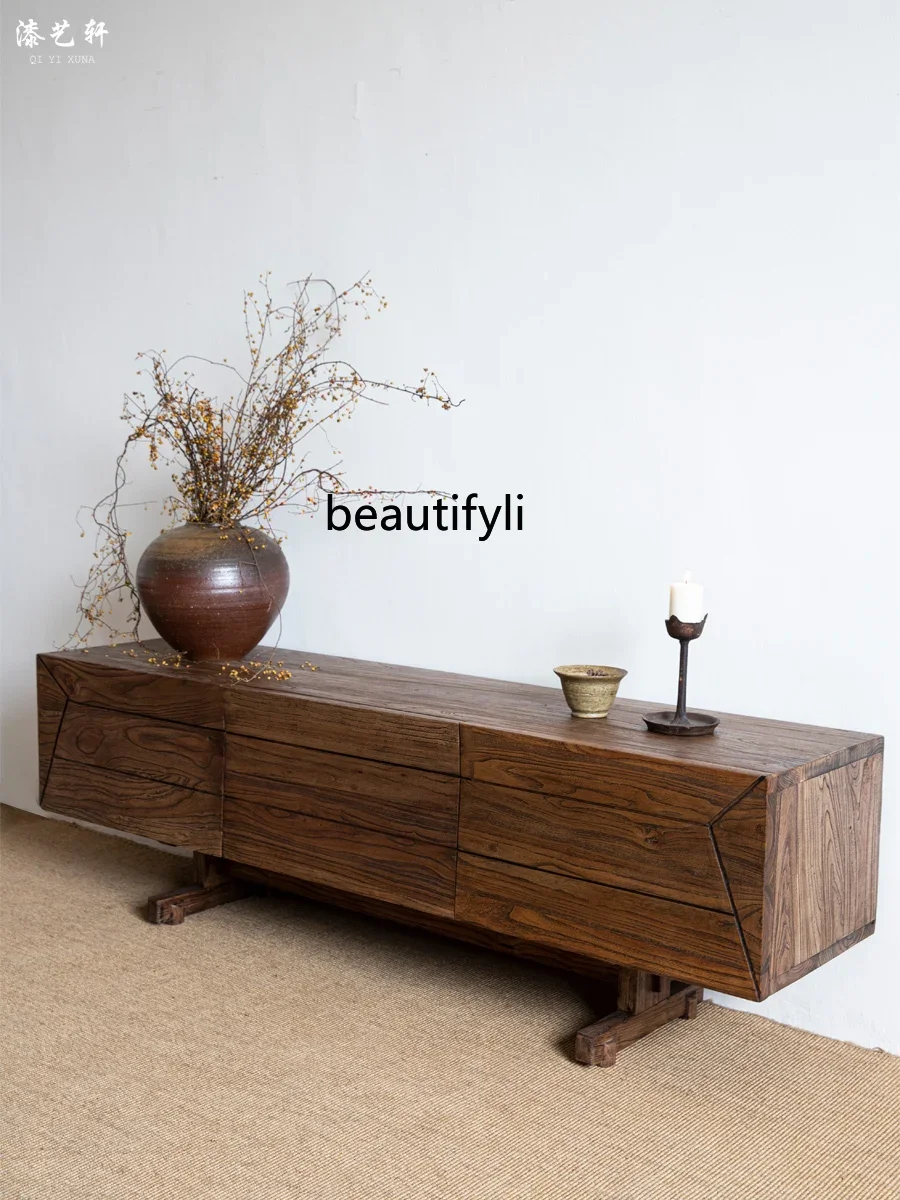 V TV Cabinet B & B Designer Living Room Solid Wood Locker Side Cabinet Bedroom Retro Log Wall Cabinet