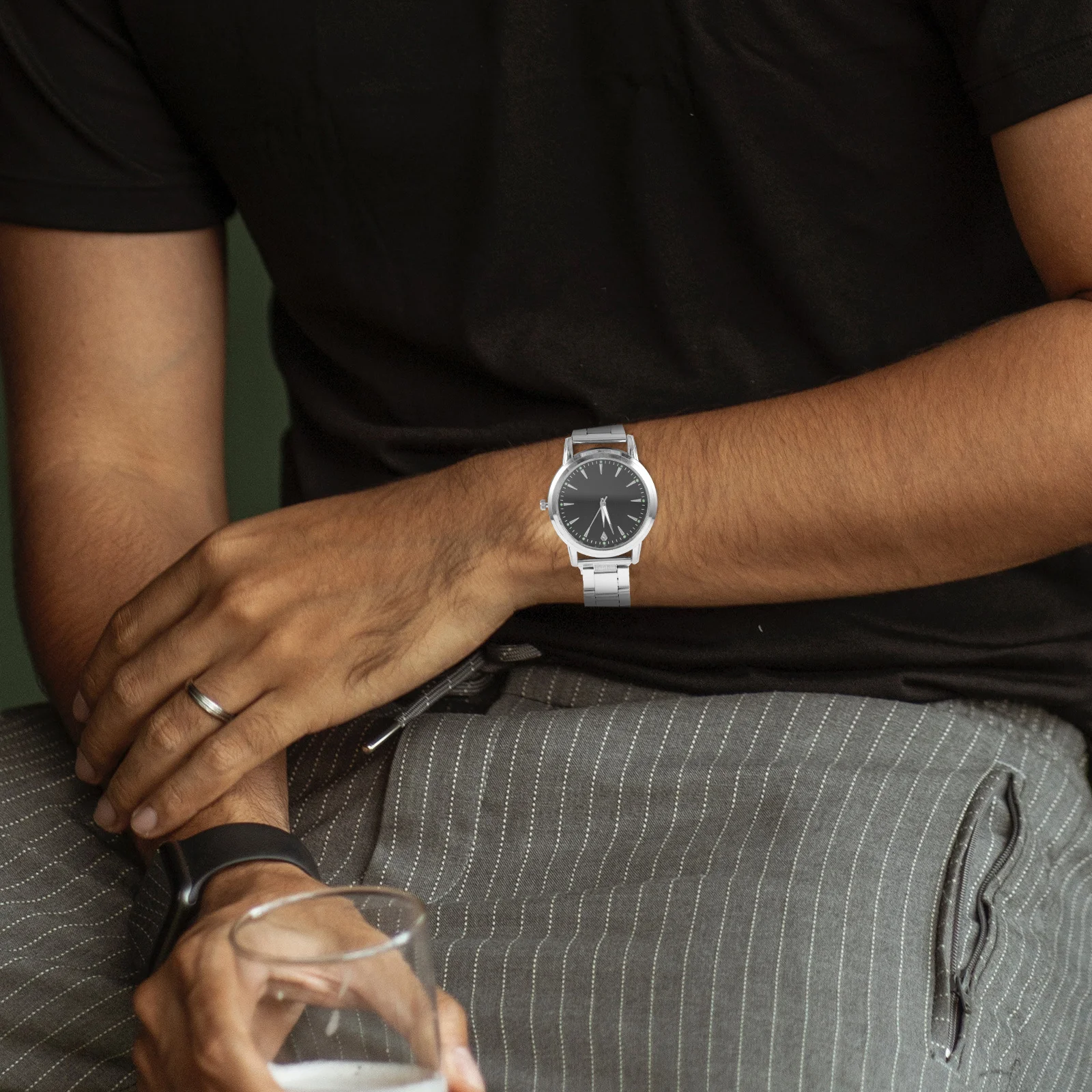 Relógio masculino luminoso pulseira de aço design simples para homens moda relógio de pulso casual negócios masculino presente mão jóias decoração