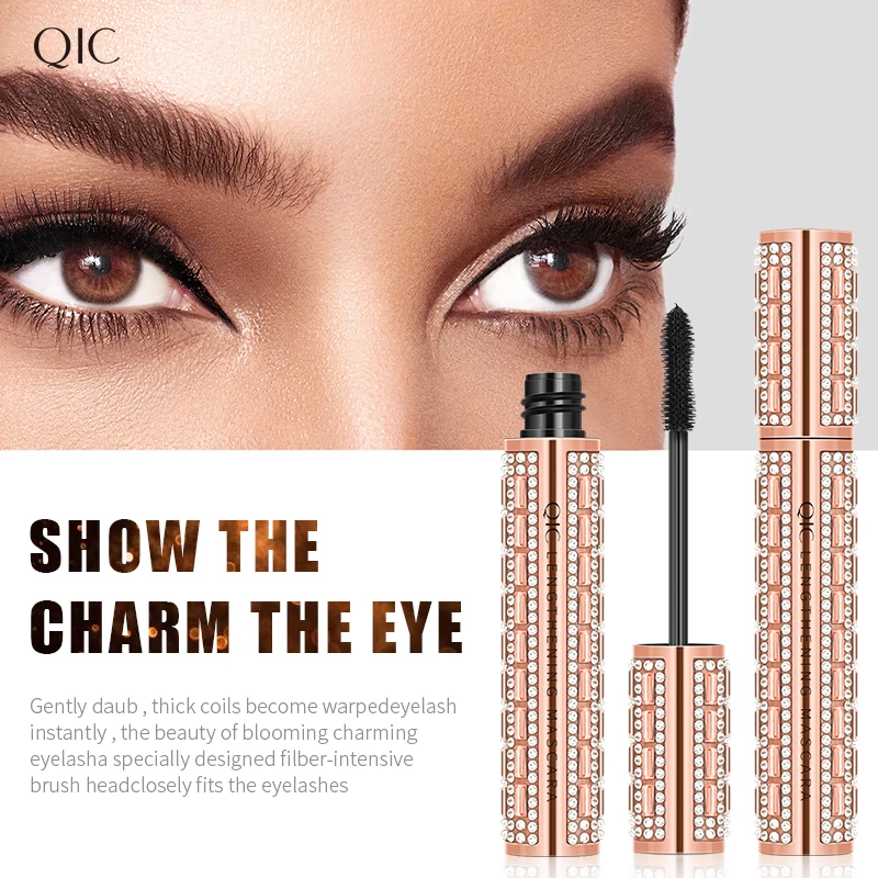 Qic 4d legal cílios curling rímel caneta preta líquido mascaras olhos maquiagem olho lash cosméticos ferramenta lashes alongamento escova