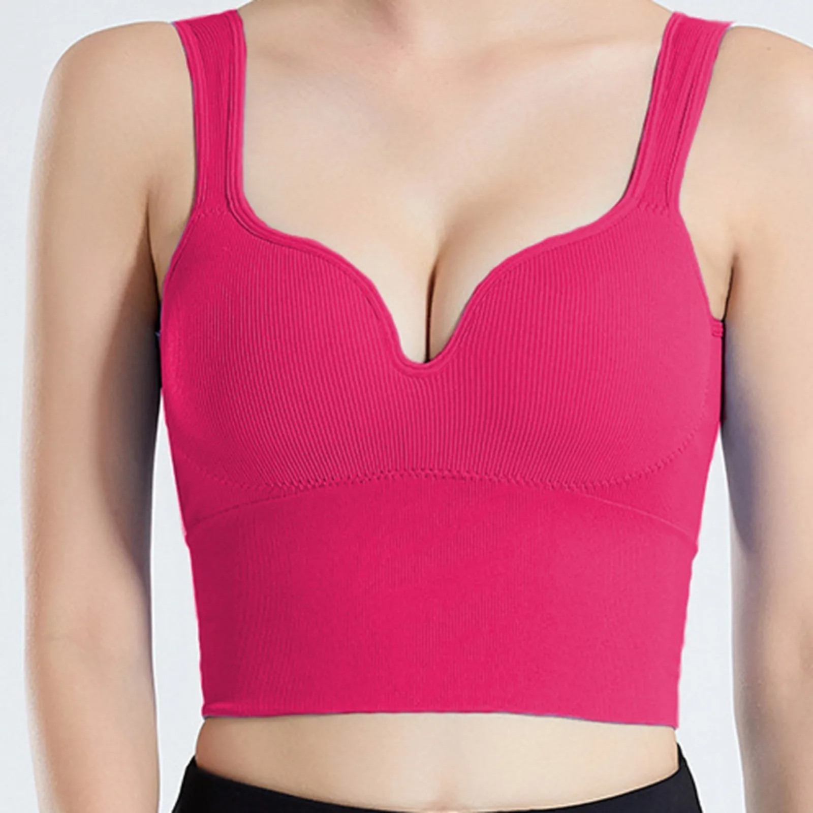 レディースシームレス通気性スポーツブラノンワイヤークロップトップファッションソリッドカラータイトなジムトレーニング服女性ブラジャー