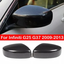 For Infiniti G25 G37 2009-2013 Car Sticker Rearview Side Mirror Cover Wing Cap Exterior Door Rear View Case Trim Carbon Fiber