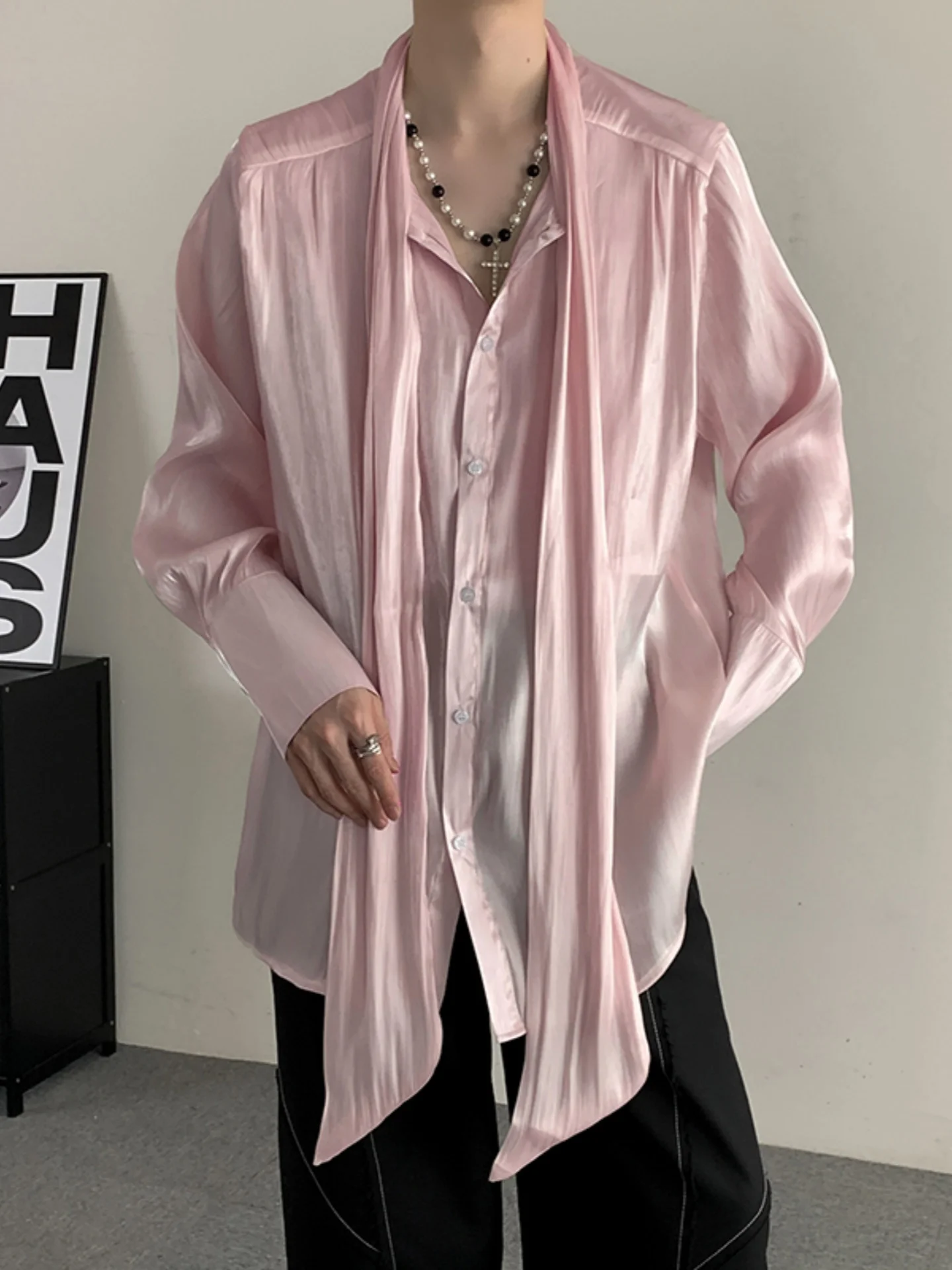

Мужская рубашка с длинным рукавом, розового цвета, износостойкая ткань, не требующая глажки, осенний дизайн, легкая, роскошный стиль, свободный крой, на пуговицах