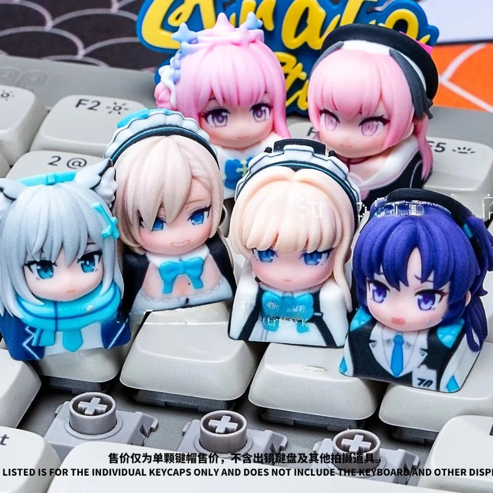 Blue Archive Theme Keycaps Anime Cute Cross Axis Keycap Character Role Artisan Key Cap Cartoon Keyboard Accessories Customiezd