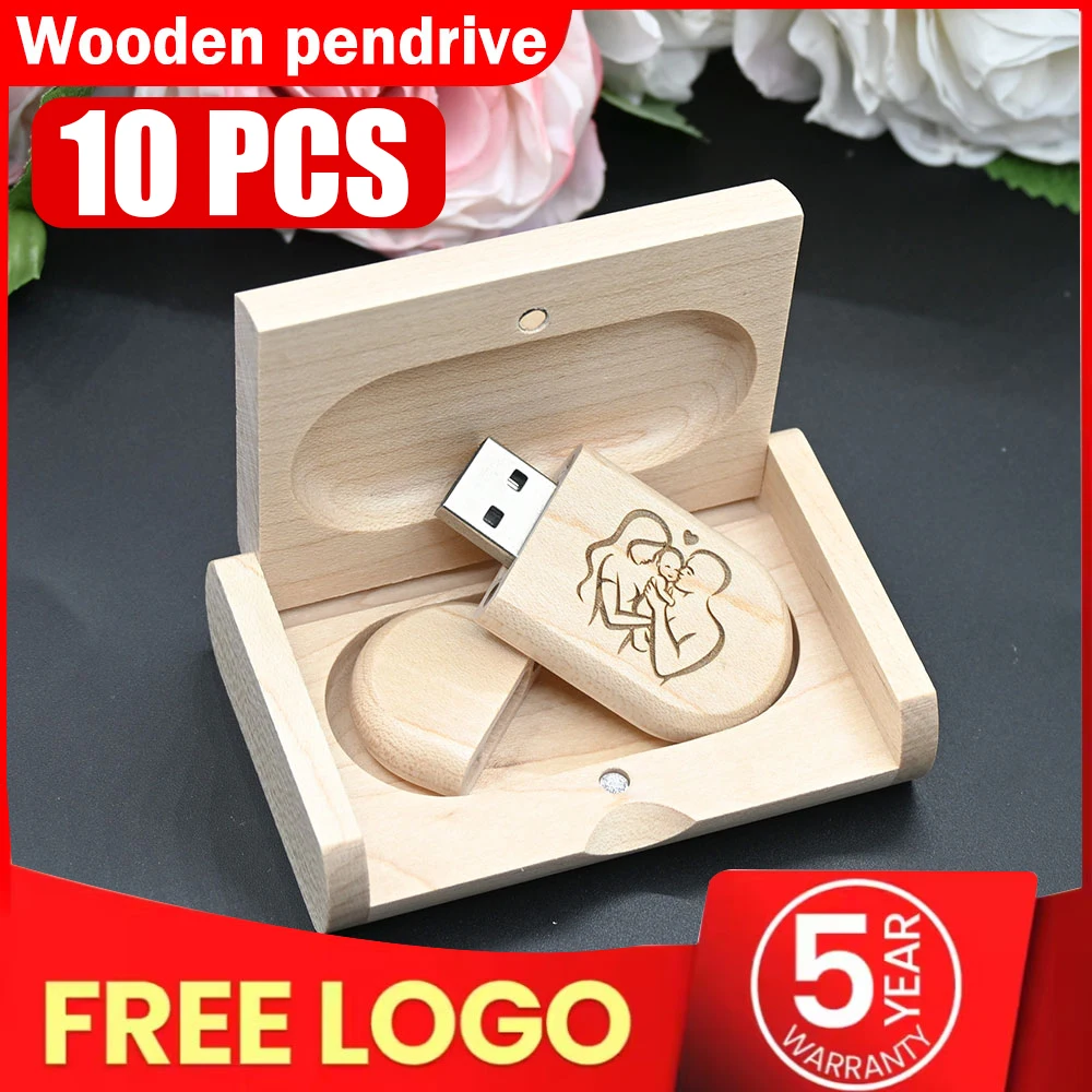 

10pcs/Lot (Laser LOGO) USB2.0 Flash Drive Pendrive 4GB 8GB 16GB 32GB 64GB 128GB Memory Stick Wedding Wooden Gift Wholesale Price