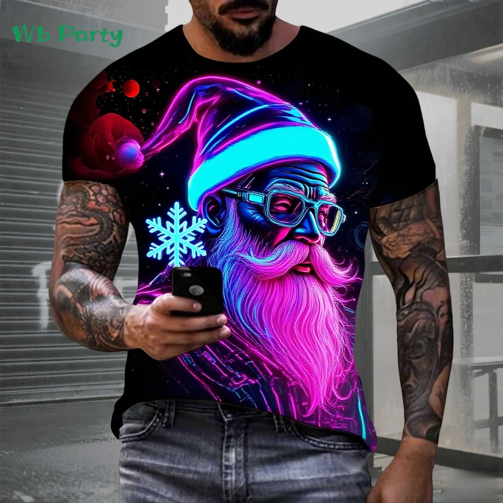 

Trendy Santa Claus Men's T-Shirt 3D Printed Men Short Sleeve Tee Fashion Versatile Men's Short Sleeve Top Street Y2k Clothes Man