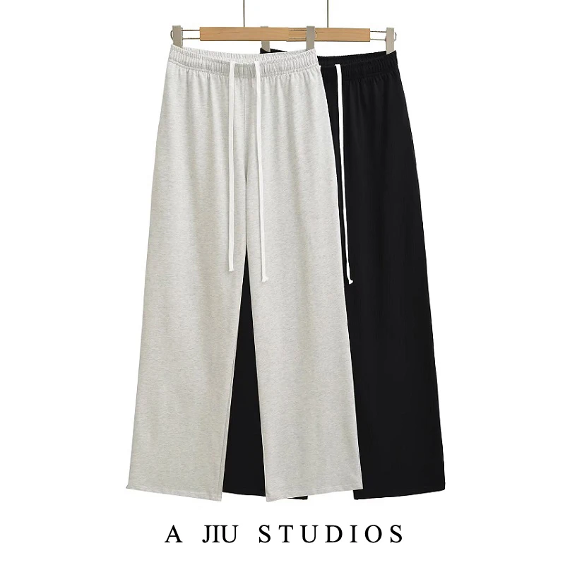 กางเกงขายาวทรงตรงสไตล์อเมริกัน BM Sle Retro Dstring สำหรับผู้หญิง ทรงหลวม ใส่สบาย ยาวคลุมเท้า เหมาะกับฤดูใบไม้ร่วง สไตล์สตรีทแวร์