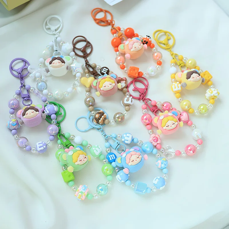 

New cute bubble figurine keychain with accessories, three-dimensional trendy and cute couple backpack pendant
