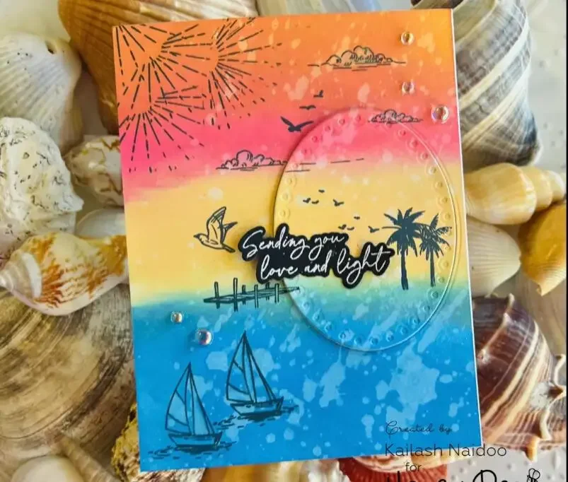 Beach Plumerias Postcard Clear Stamps and Metal Cutting Dies Stencil DIY Scrapbook Diary Template Make Card