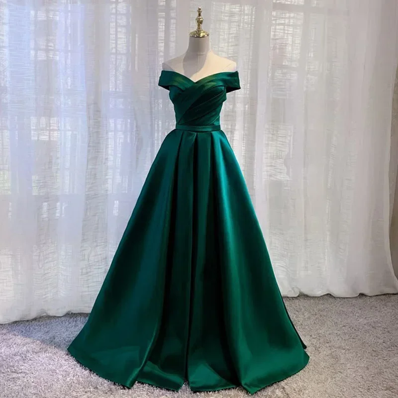 Vestido largo de satén con cuello barco para mujer, traje Sexy elegante para dama de honor, boda, graduación, noche, invitado, fiesta de cóctel, verano, 2022