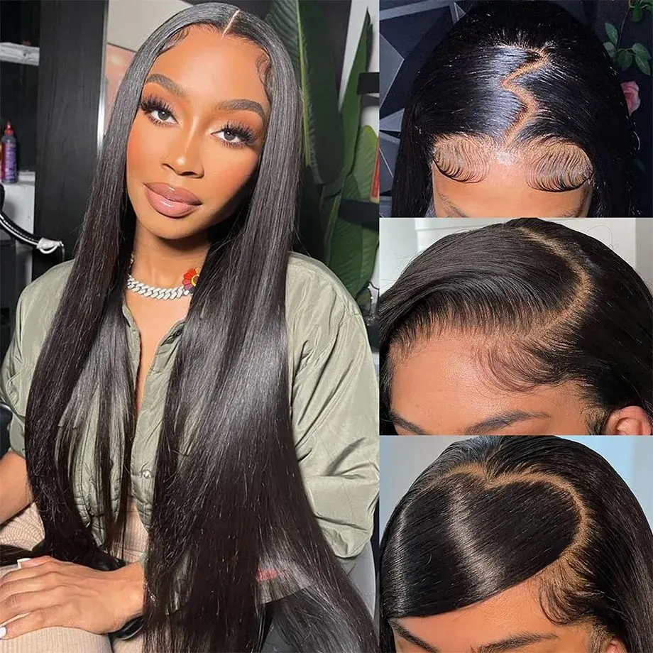 Rosabeauty 13x6 Straight Nature Color Lace Front Wig Human Hair 30 40 Inch Frontal 5X5 Glueless Ready to Wear Wig 250% For Women