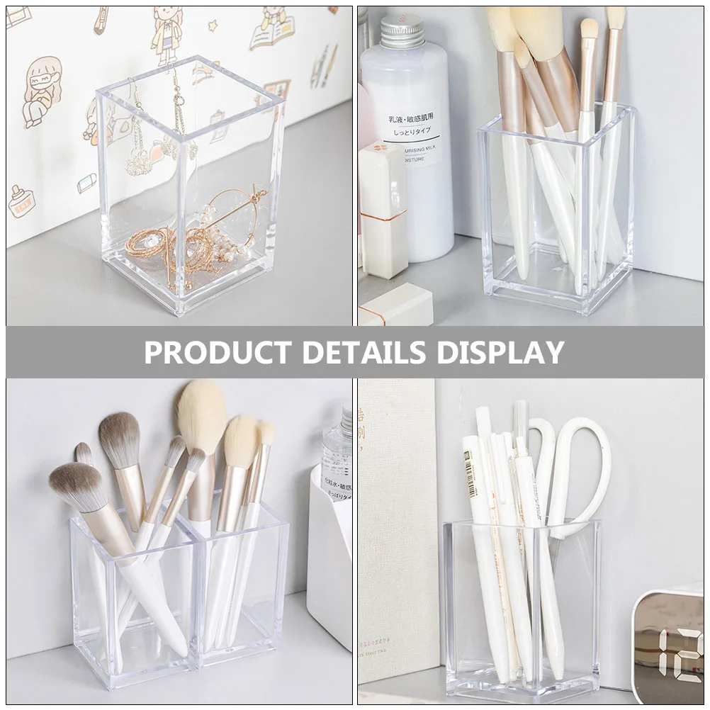 

2Pcs Acrylic Pen Holder Multifunctional Stationery Organizer Desk Storage Bucket Lightweight Practical Office Supplies Desk