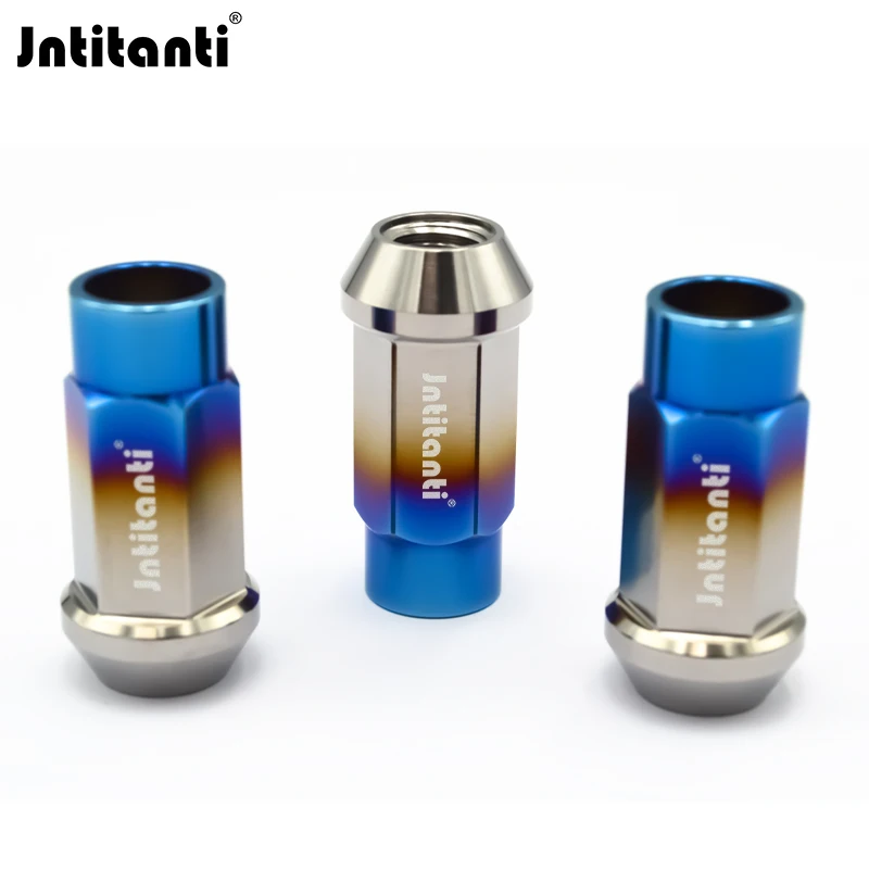 

Jntitanti Rim nutM14*1.5*35/45mm Gr.5 titanium lug nut cone seat racing parts open ended wheel nut for Tesla VW AUDI racing car
