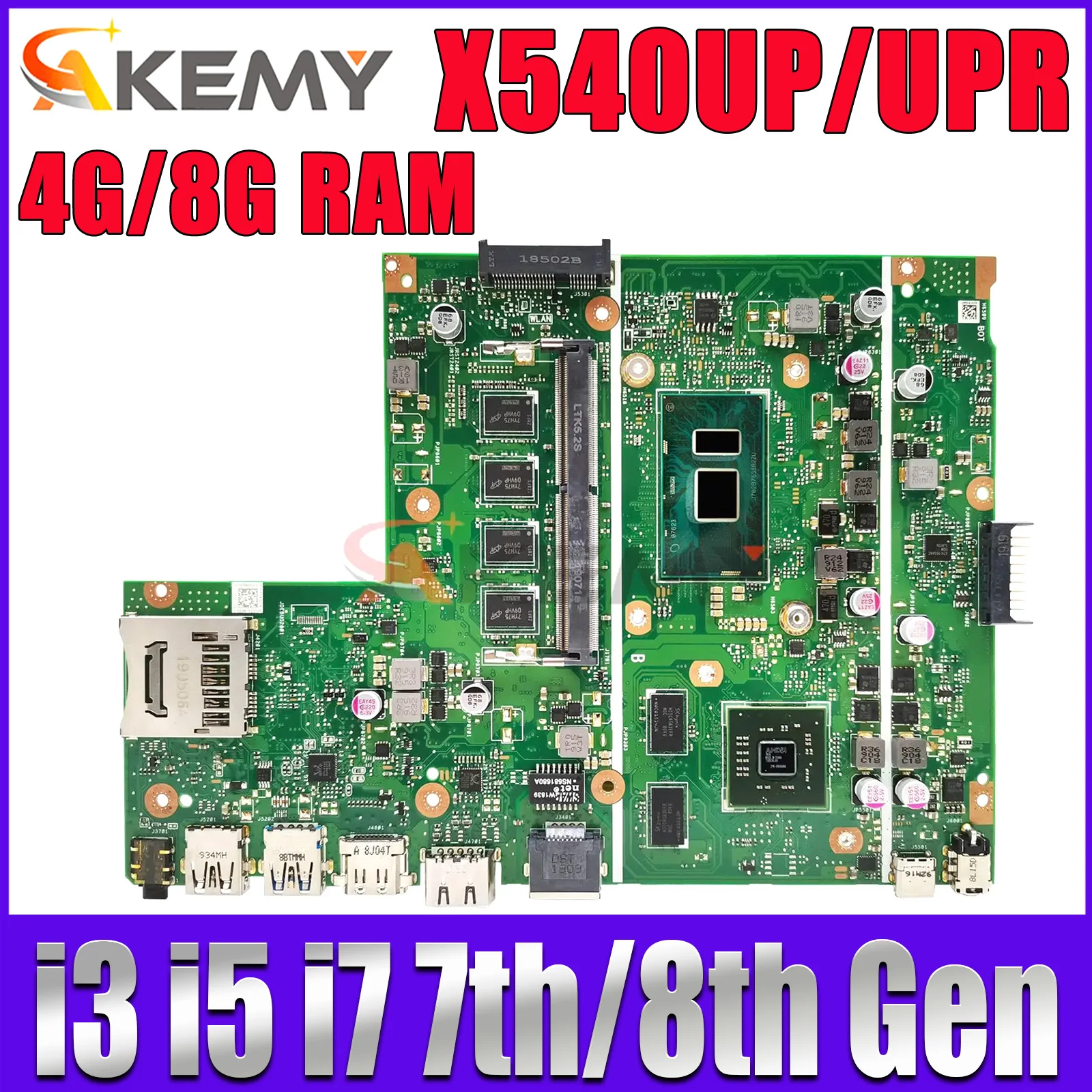 

X540UP Mainboard For ASUS VivoBook F540U X540UPR FL5700U A540U C520UP R540UP Laptop Motherboard I3 I5 I7 7th/8th CPU 4GB/8GB RAM