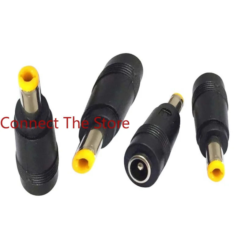 10PCS DC5521 Female To 5521 Male Tuning Fork  Adapter 5.5 * 2.1      Yellow Rubber  Connector