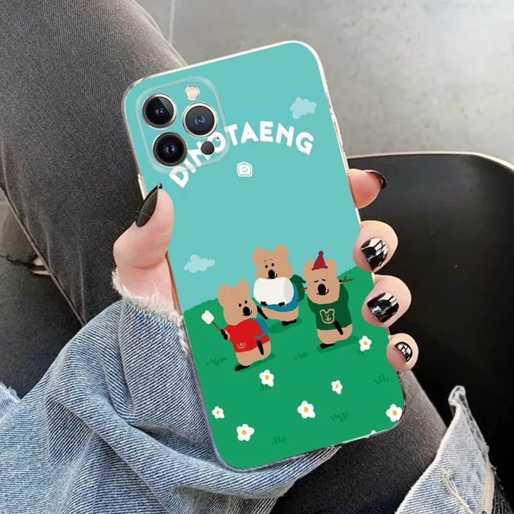 Korea D-Dinotaeng Cute Phone Case for iPhone 15 8 7 6 6S Plus X SE 2020 XR XS 14 11 12 13 Mini Pro Max Mobile Case