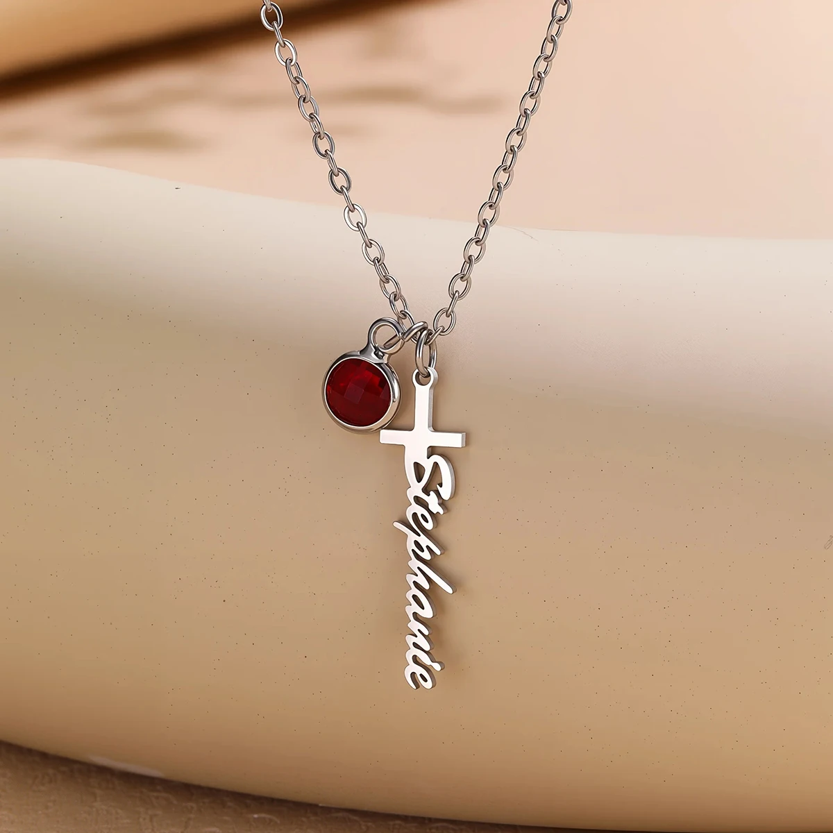 

Ожерелье с именем в виде креста на заказ, подвеска с изображением Иисуса, персонализированные украшения из нержавеющей стали для женщин и мужчин, подарок