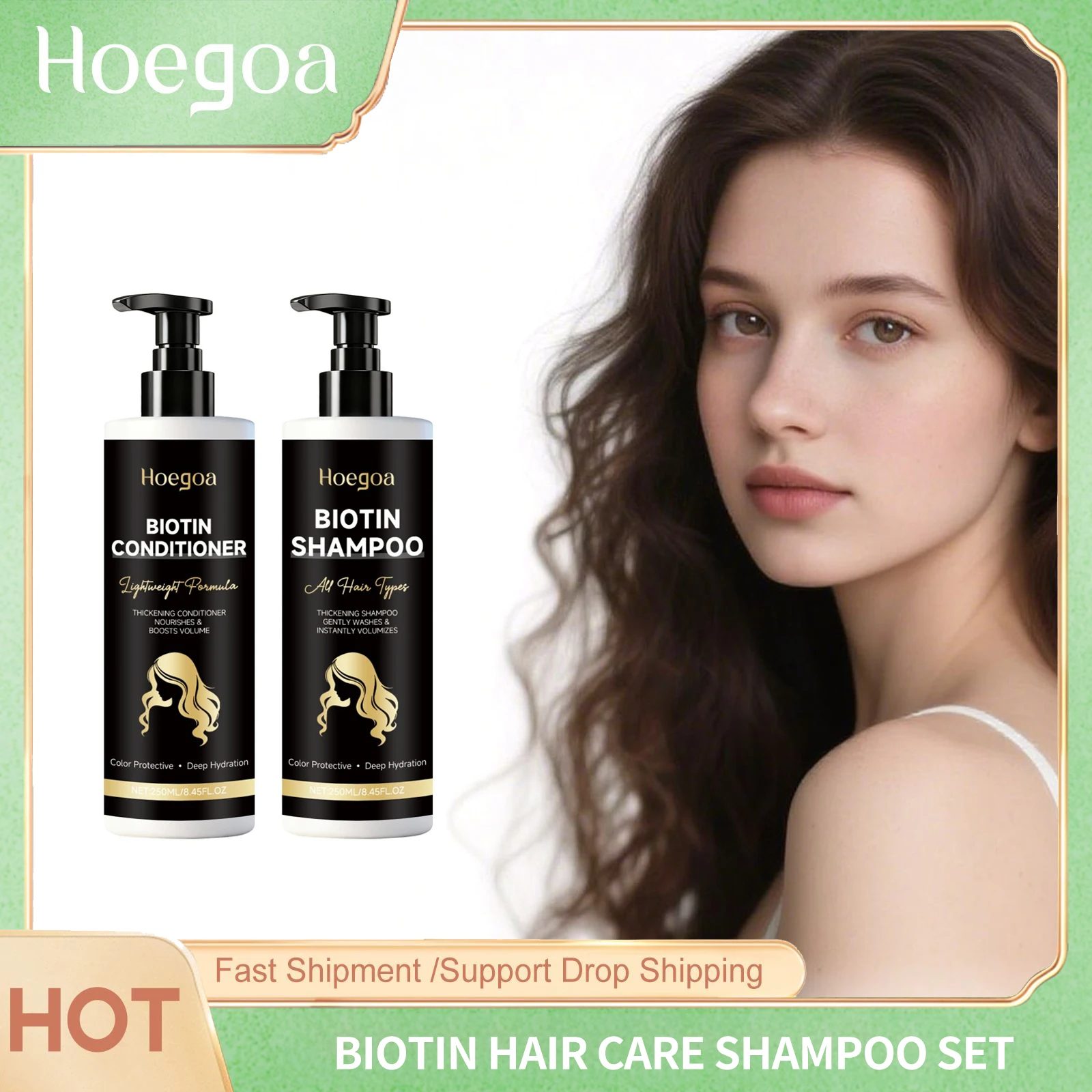 

Hoegoa Biotin Набор шампуней для ухода за волосами Улучшение утолщения кожи головы Массаж Контроль жирности Сохраняют здоровье корней Увлажняющие кондиционеры