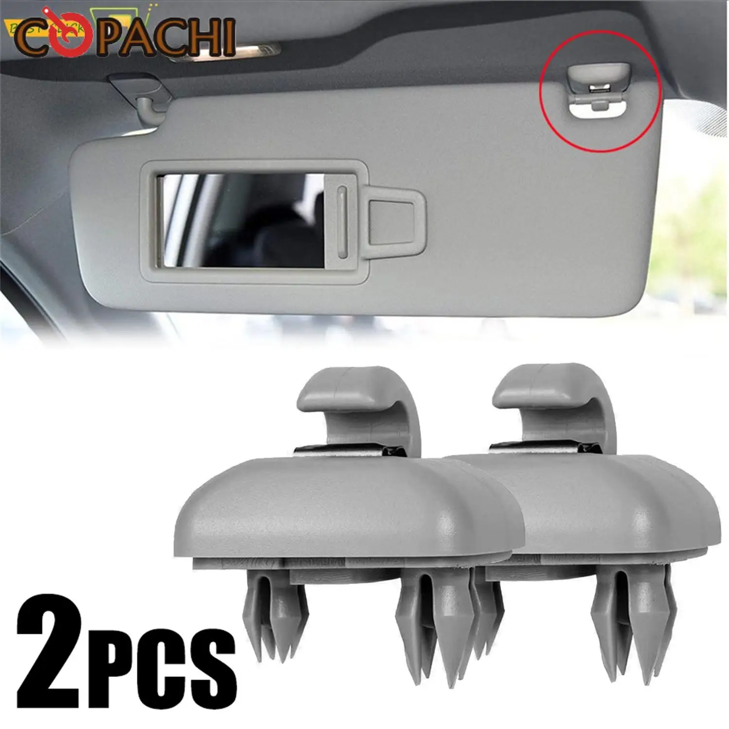 2Pcs 8U0857562A for Audi A1 A3 A4 A5 Q3 Q5 S3 S4 S5 TT Gray Sun Visor Clip Hook Car Accessories