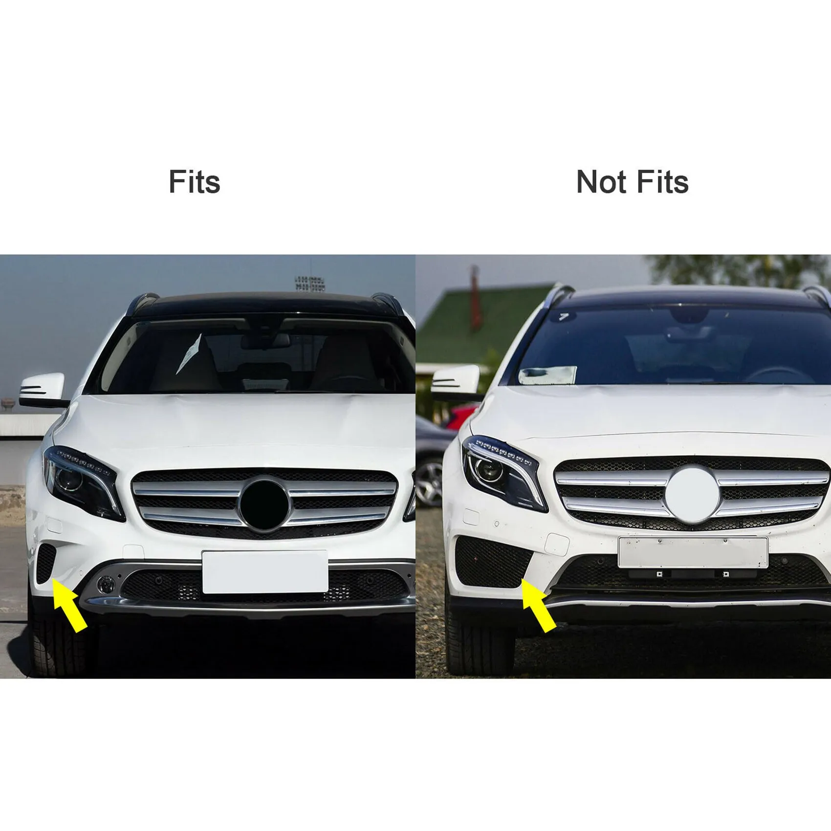 1 Pair Front Bumper Outer Grille Trim Cover 1568853322, 1568853422 for 2015-2017 Mercedes-Benz W156 X156 GLA 200/220/250