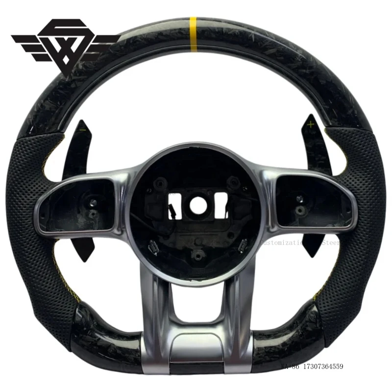High Grade Flat Bottom Forged Carbon Steering Wheel with LED  Fit for Mercedes Benz GLE W463 809P W223 GLS W205 W213  Custom