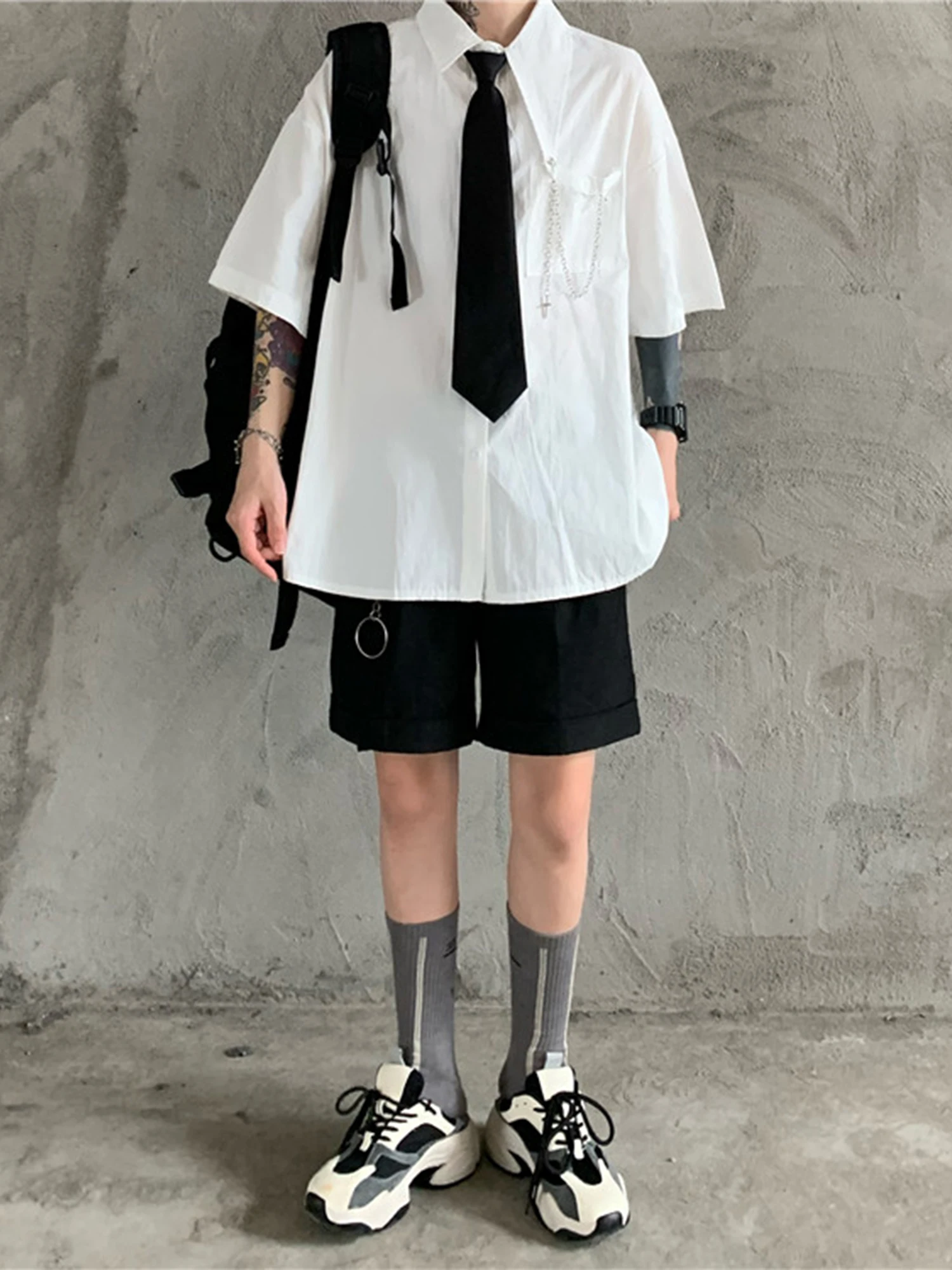 Women's Black Gothic Dark Blouses and Shirts Vintage Cargo Short Sleeve Shirt Y2k Gyaru Oversize Shirt Coat Top for Women Summer - view 6