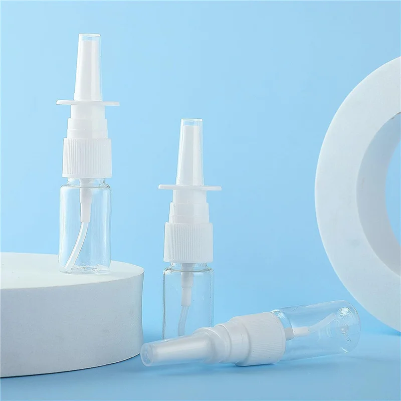 ABJI-160Pcs زجاجة رذاذ الأنف، 10 مل زجاجة رذاذ أنف فارغة صغيرة شفافة قابلة لإعادة الاستخدام بخاخ رذاذ ناعم للسفر