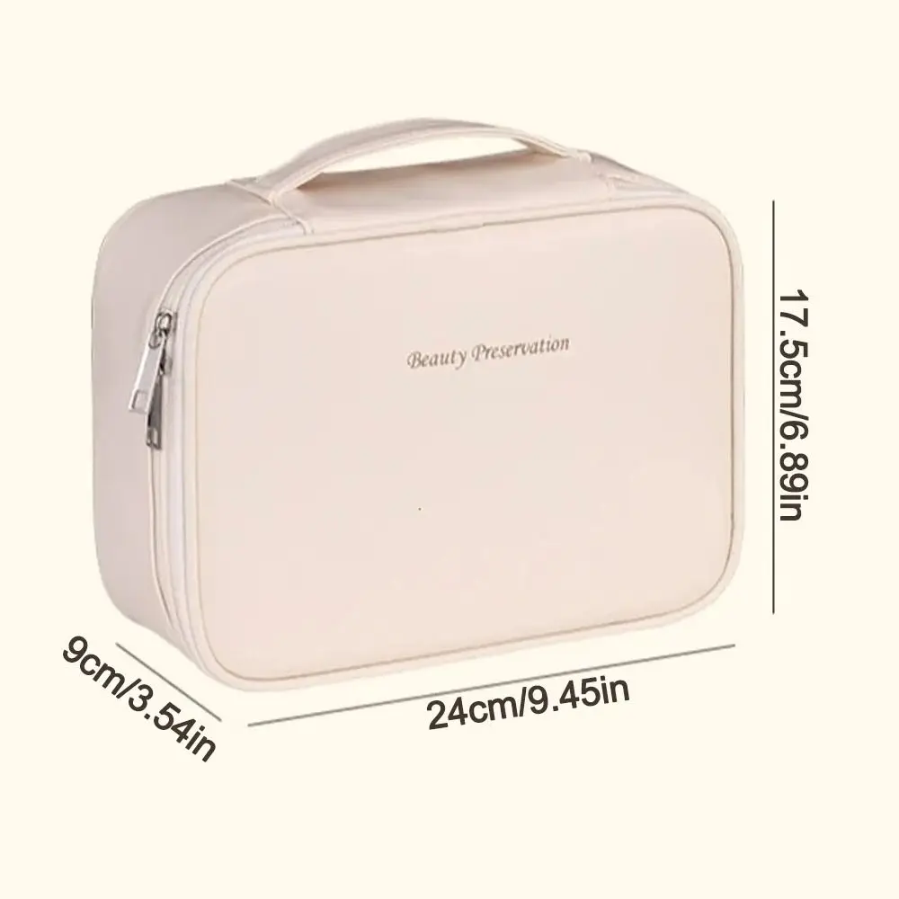 Tragbare Kosmetiktasche mit doppelter Schicht, wasserdicht, mit Reißverschluss, großes Fassungsvermögen, ideal als Organizer für Kosmetikartikel. – Detail 1