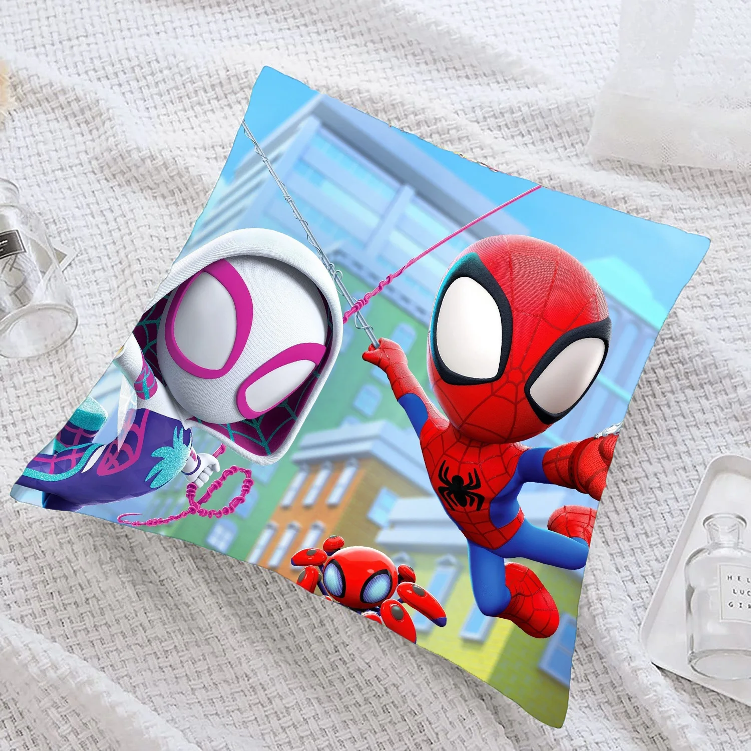 Spidey y sus amigos increíbles fundas de almohada cuadradas, Fundas de cojín pintadas, funda de almohada suave y acogedora con cremallera