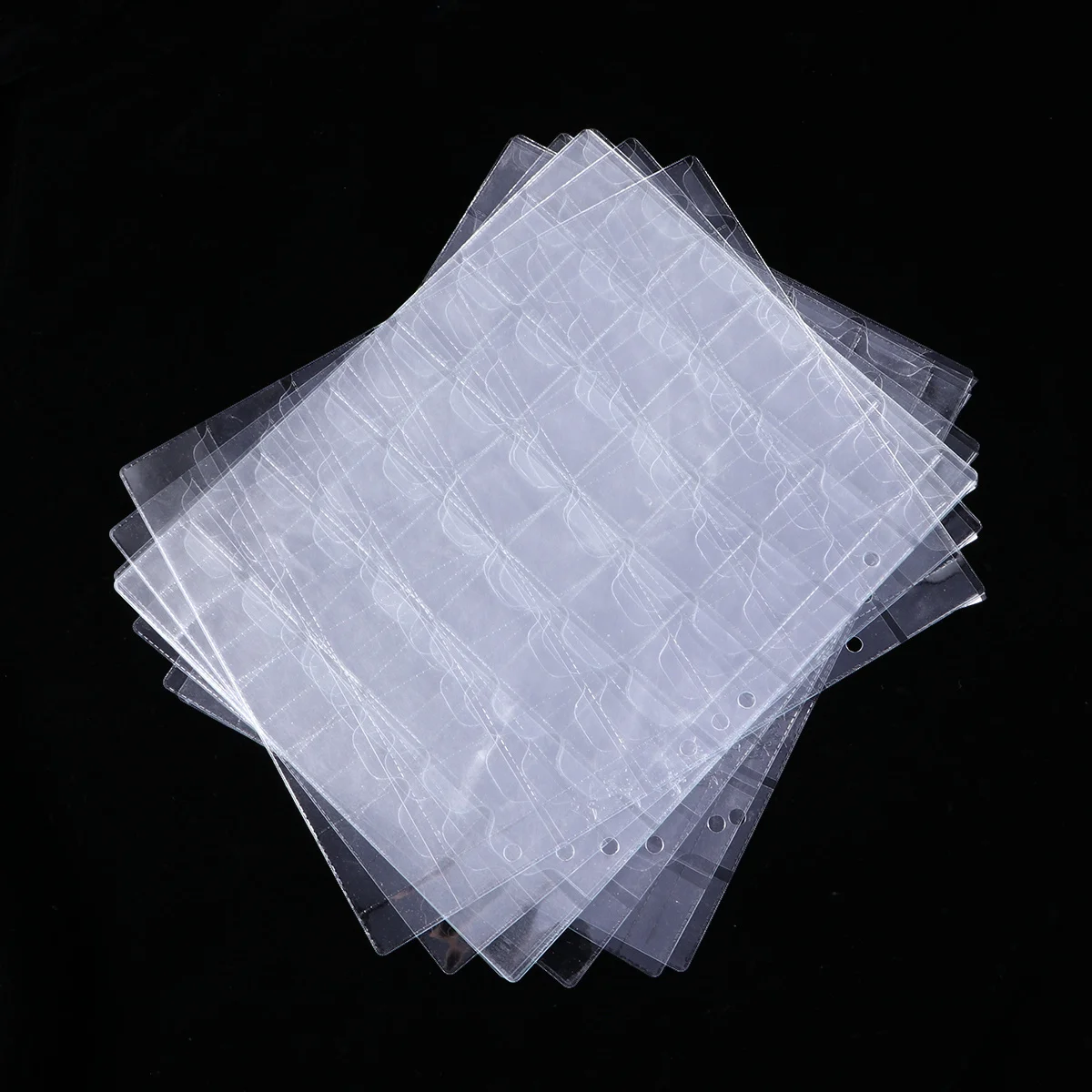 10Pcs Replaceable Coin Album Sheets 42 Pockets Clear PVC Coin Holders for Stamp Currency Collection Storage Folder
