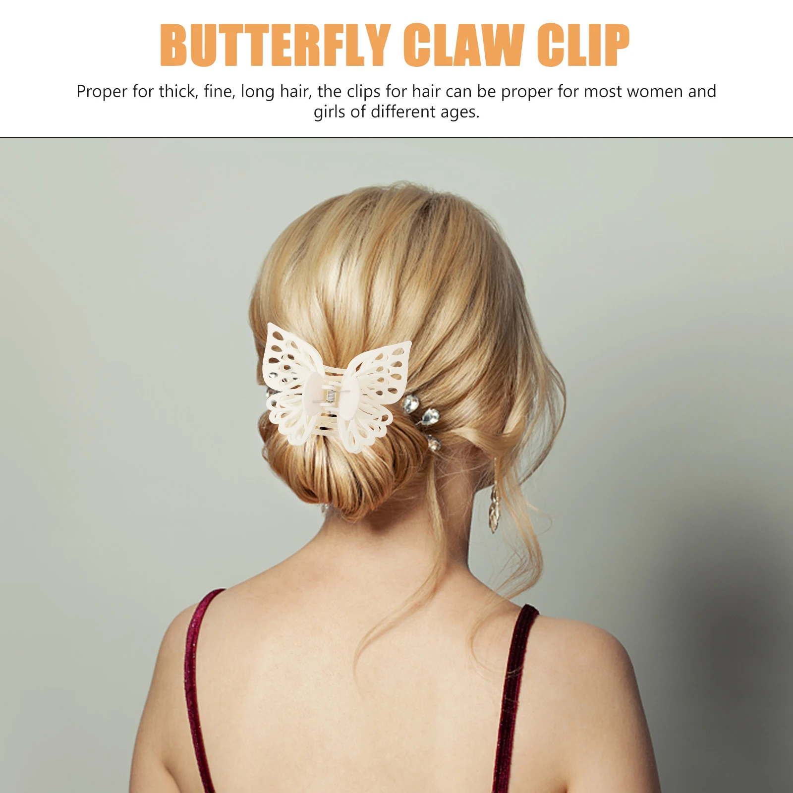 

3pcs Double Layer Hollow Butterfly Claw Clips Shark Hair Grips Women Black Beige White Thick Long Hair Accessories Jaw
