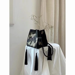 2025 new chinese vintage fringed beaded hanfu accessory handbag women's butterfly embroidery retrp shoulder crossbody bag w513