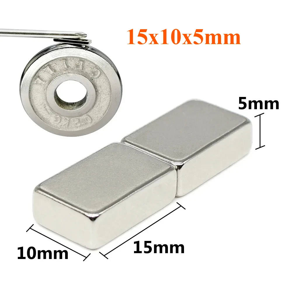 15x10x5mm Strong Rare Earth Magnet Block Rectangular Magnetic 15x10x5mm For Home Refrigerators, Offices DIY 15*10*5