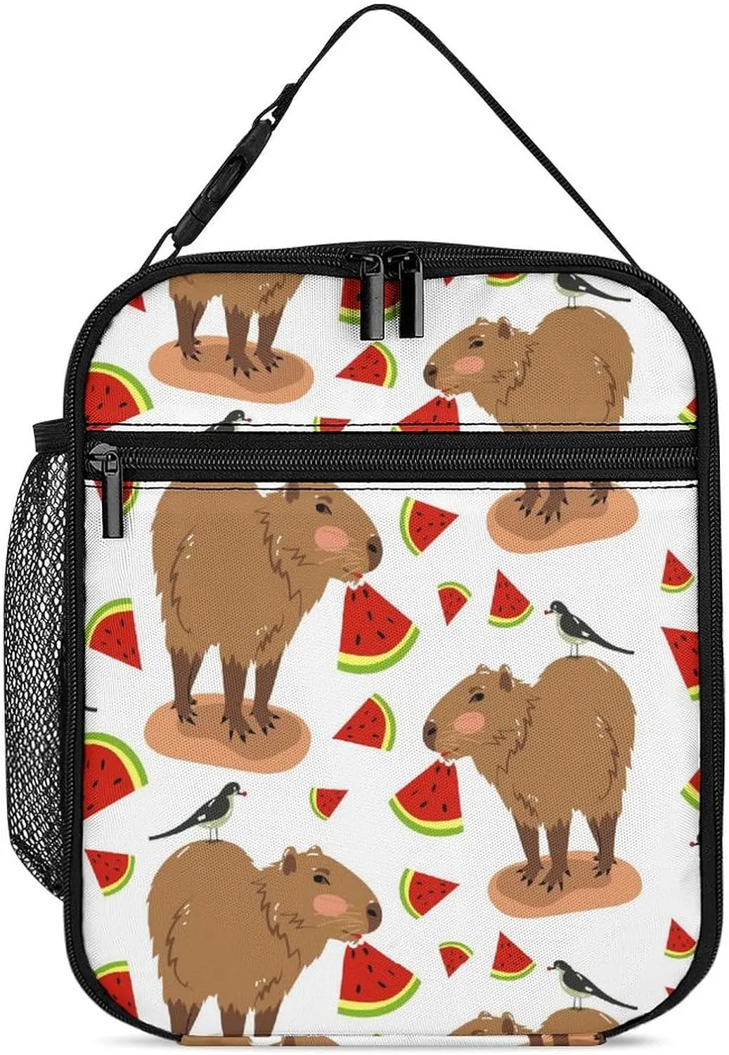 

Insulated Lunch Box Cute Capybara Eating Watermelon Small Lunch Bag Cartoon Animals Thermal Reusable Work Lunch Cooler