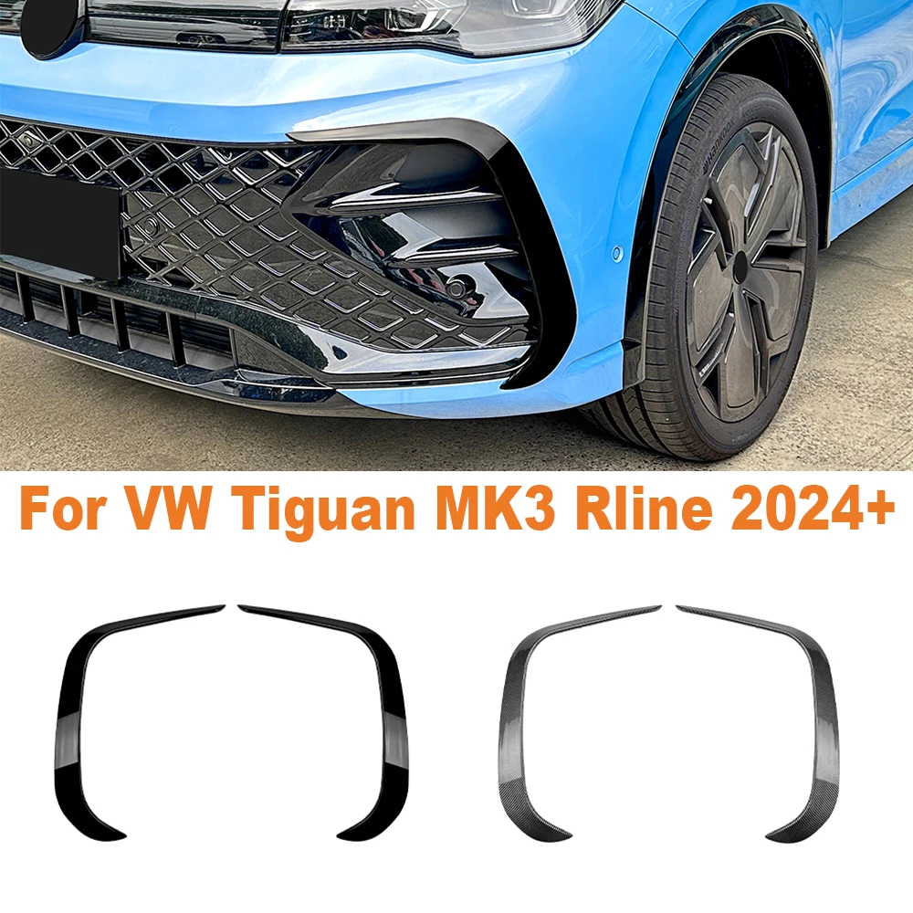 Front Bumper Cover Wind Knife ABS Glossy Black For VW Tiguan MK3 Rline 2024+ Fog Lamp Trim Blade Trim Light Car Accessories