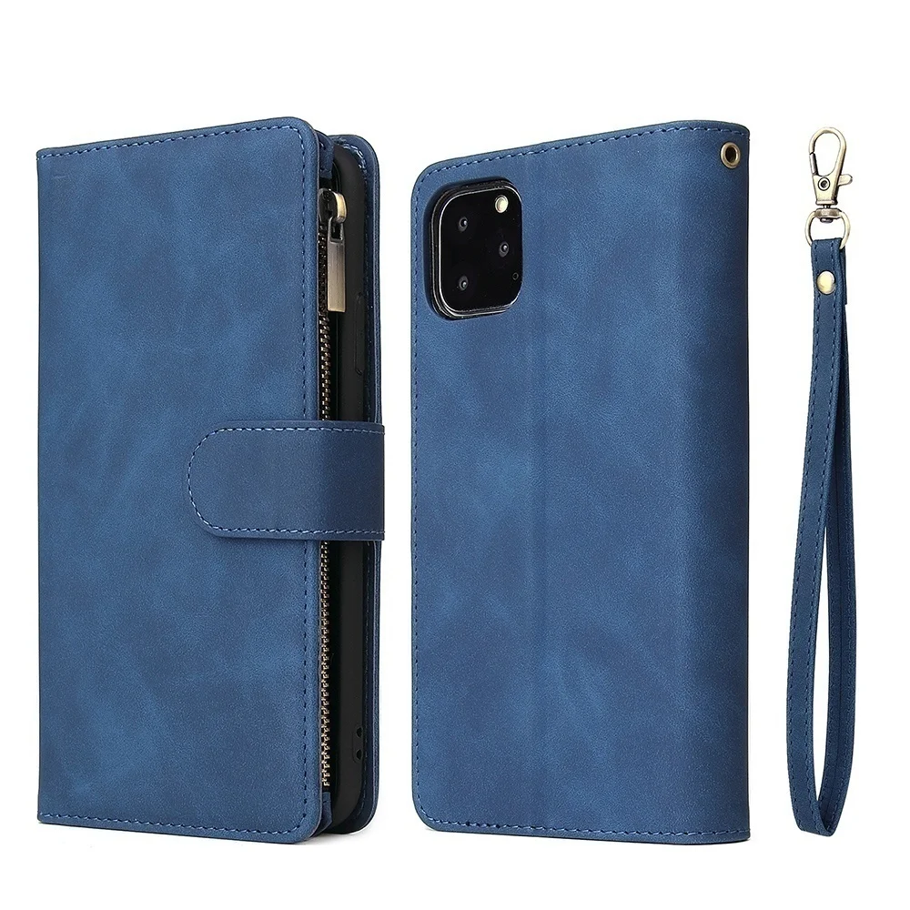 Premium lederen portemonnee-hoesje voor iPhone 16 15 14 13 12 11 17 Pro Max Plus 17Air 16e Rits portemonnee kaartsleuven Magnetische flip cover