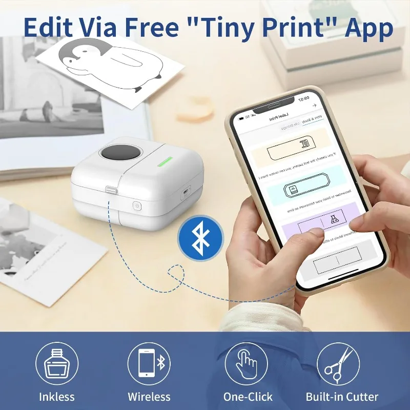 Mini Thermal Printer X5 Bluetooth Pocket Printer Portable Inkless Sticker Printer for Study, Notes, Pictures, Photos, Journals