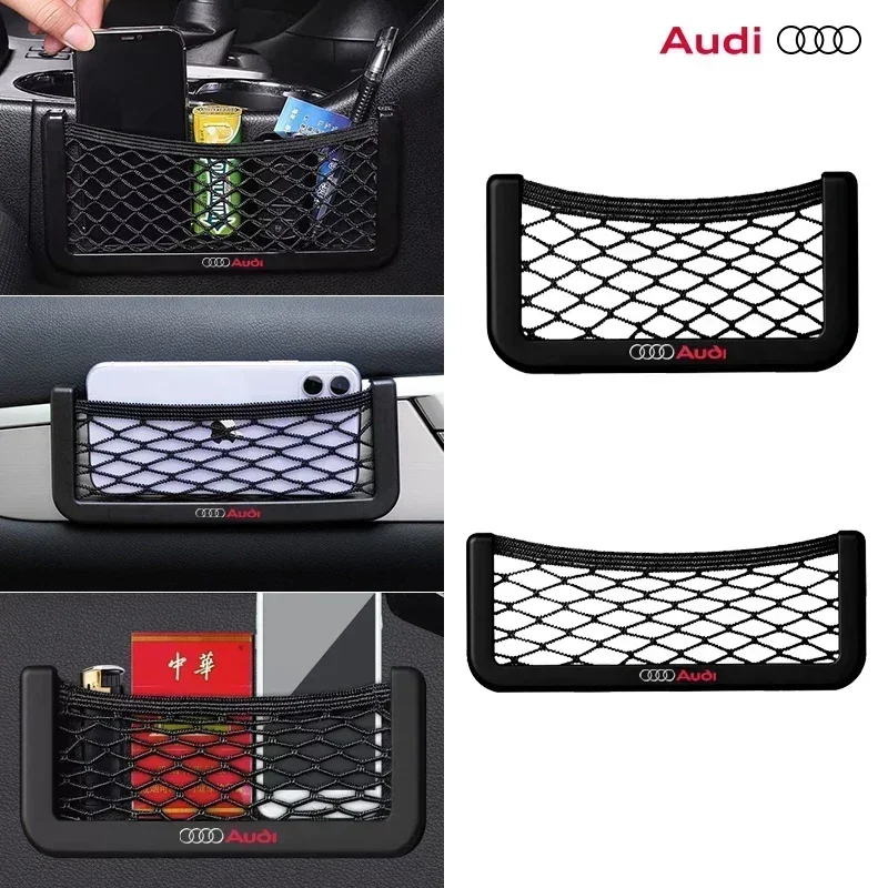 مقعد السيارة الجانب الخلفي تخزين صافي حقيبة حامل هاتف منظم الجيب لأودي Q2 Q3 Q5 Q7 Q8 A3 A4 A5 A6 A7 R8 B5 B6 B7 B8 C5 C6 C7