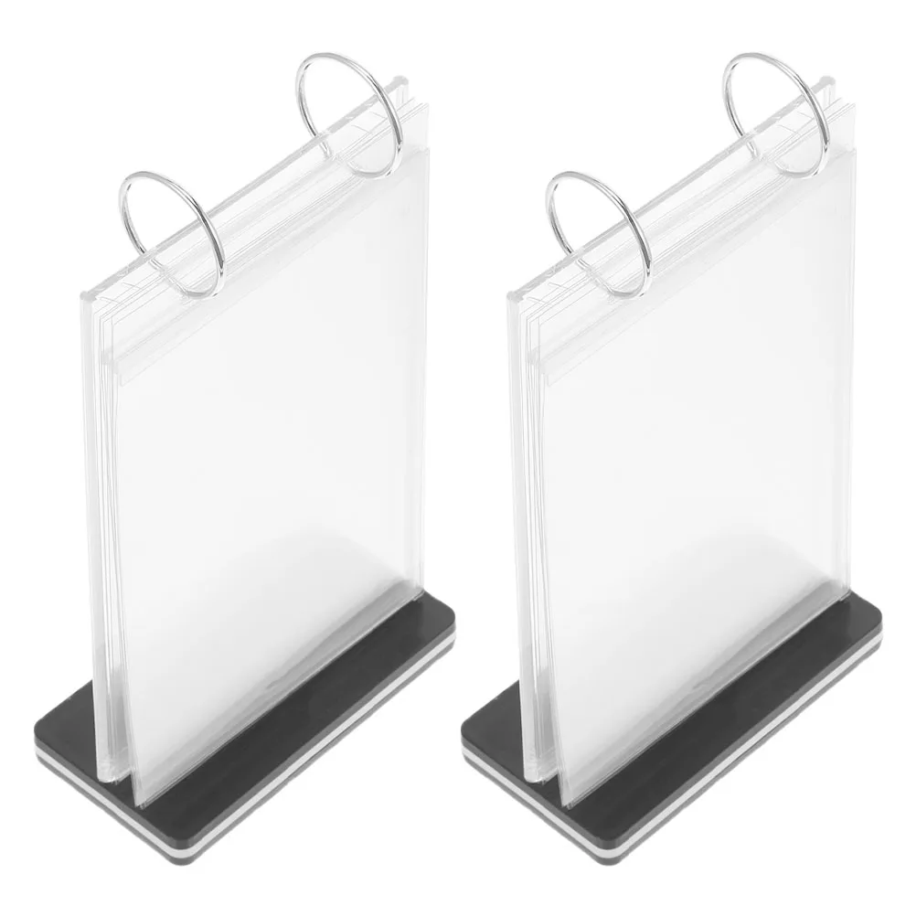 

2pcs Tabletop Menu Holder Flip Multi-Page Display Stand For Restaurant Desktop Sign Holder Poster Stand With Base Menu