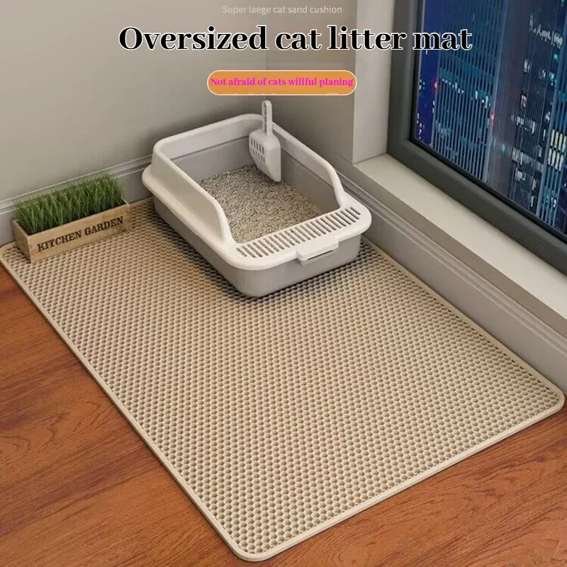 Kattenbakmat 2-laags ontwerp Premium zandvangtechnologie Waterdichte basis Antislip huisdiervloerbeschermer voor kittens binnenshuis