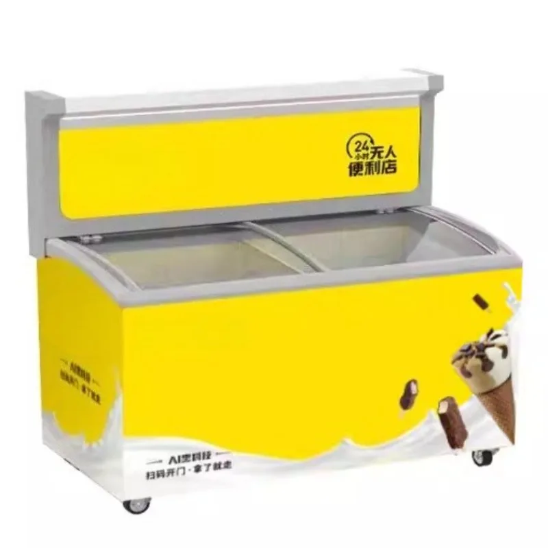 

Коммерческий автомат по продаже замороженных продуктов без участия продавца, морозильный шкаф для мороженого с функцией самообслуживания и оплатой по QR-коду для парков развлечений