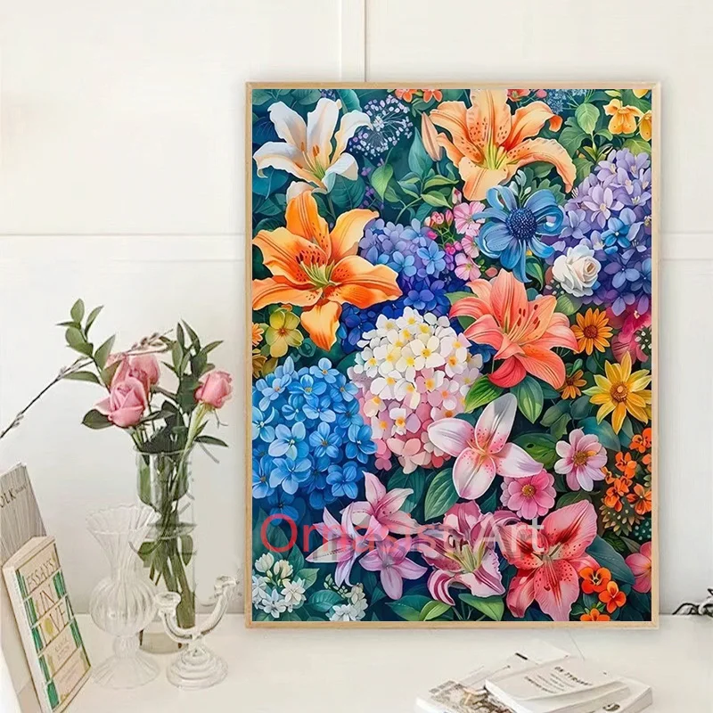 Full Crystal Diamond Mosaic Art Flower Diamond Painting 5D Fairy Dust Drill Painting Rhinestone Wall Art Pictures For Home Decor - view 3
