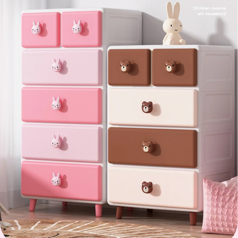 Mesita de noche de estilo nórdico para niños, mueble de dormitorio de estilo coreano, color rosa, YN50CN