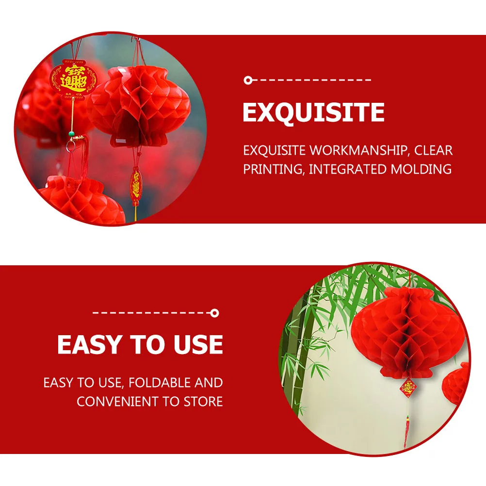 

30pcs Style Paper Lantern Honeycomb Red Decorative Hanging Light Festival Party Home Garden Yard Restaurant Decoration