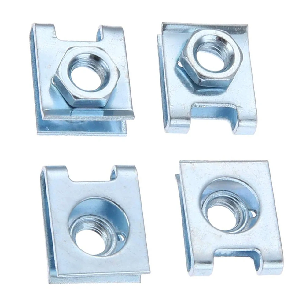 Automotive U-Type Clips, M6 Metal U Nut Retainer, License Plate Screw Base Reed Nuts For Motorcycle Nut Fairing Clip Fastener