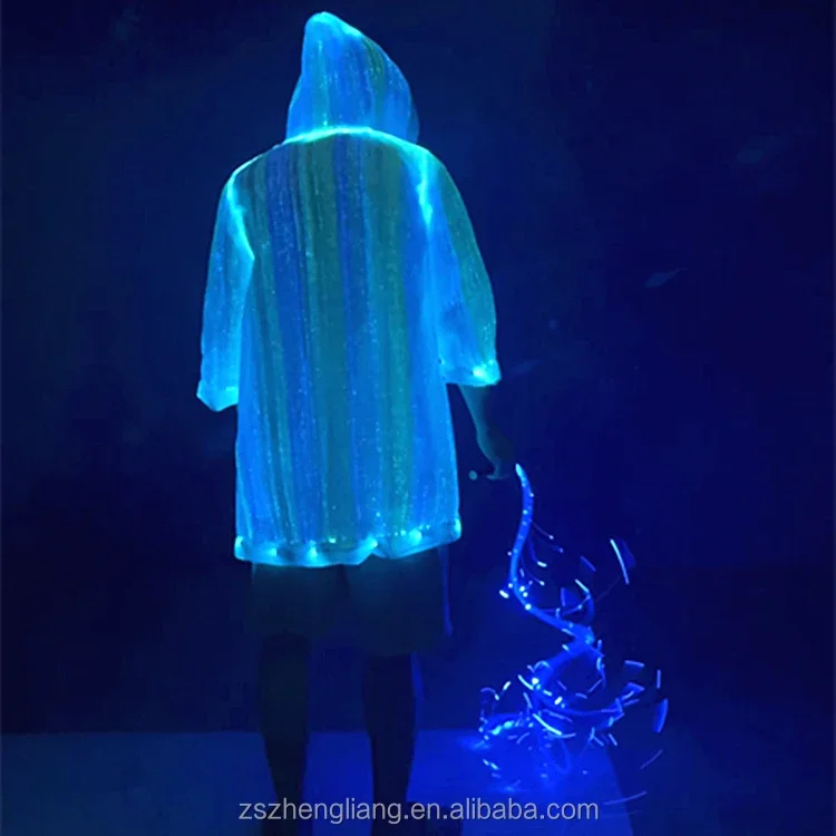 LED Fiber Optic Fabric Dresses Glow In The Dark Clothing / Glow Party Vest