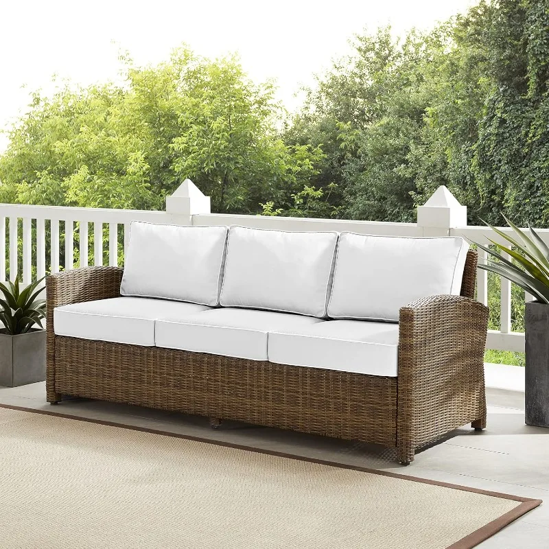 Furniture  Wicker Outdoor Sofa,Patio Couch with Sunbrella Cushions