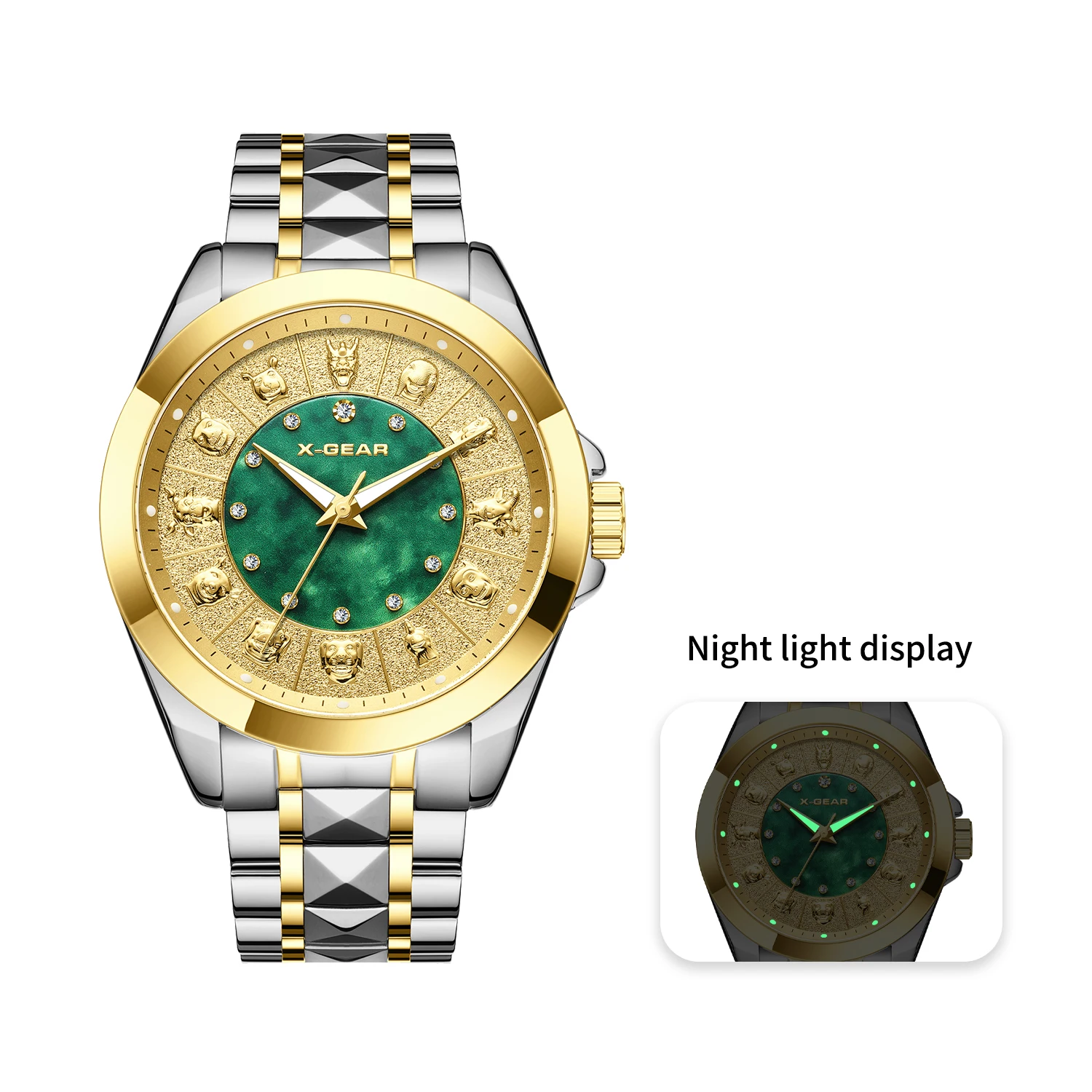 

Мужские роскошные механические наручные часы с ремешком из нержавеющей стали, модные часы с дизайном двенадцати символов зодиака