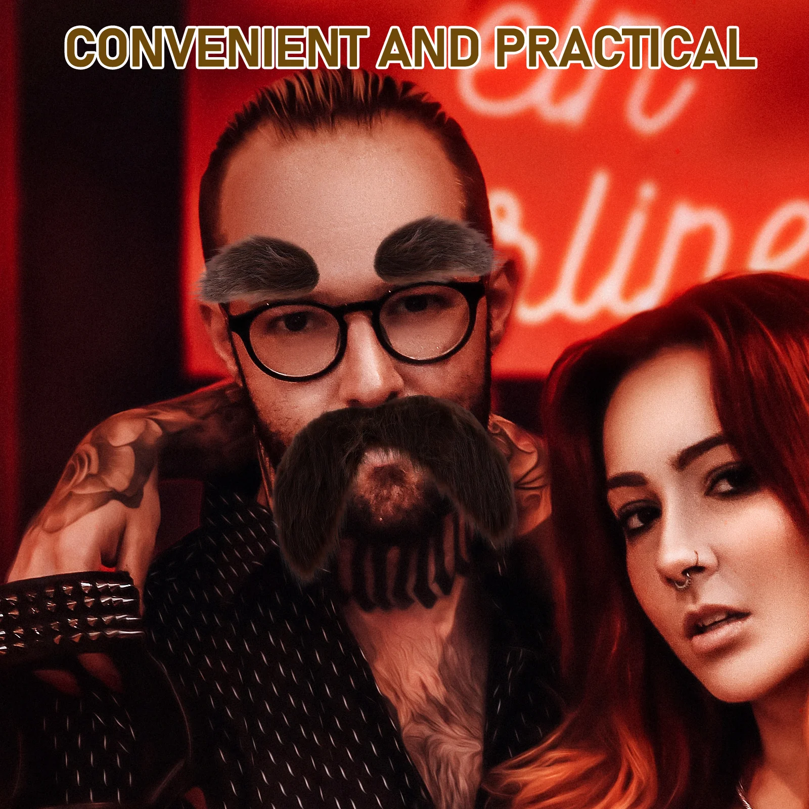 4 セット リアルな偽のひげ口ひげセット 軽量で快適なコスチューム小道具 大人のパーティー用 仮面舞踏会 演劇用