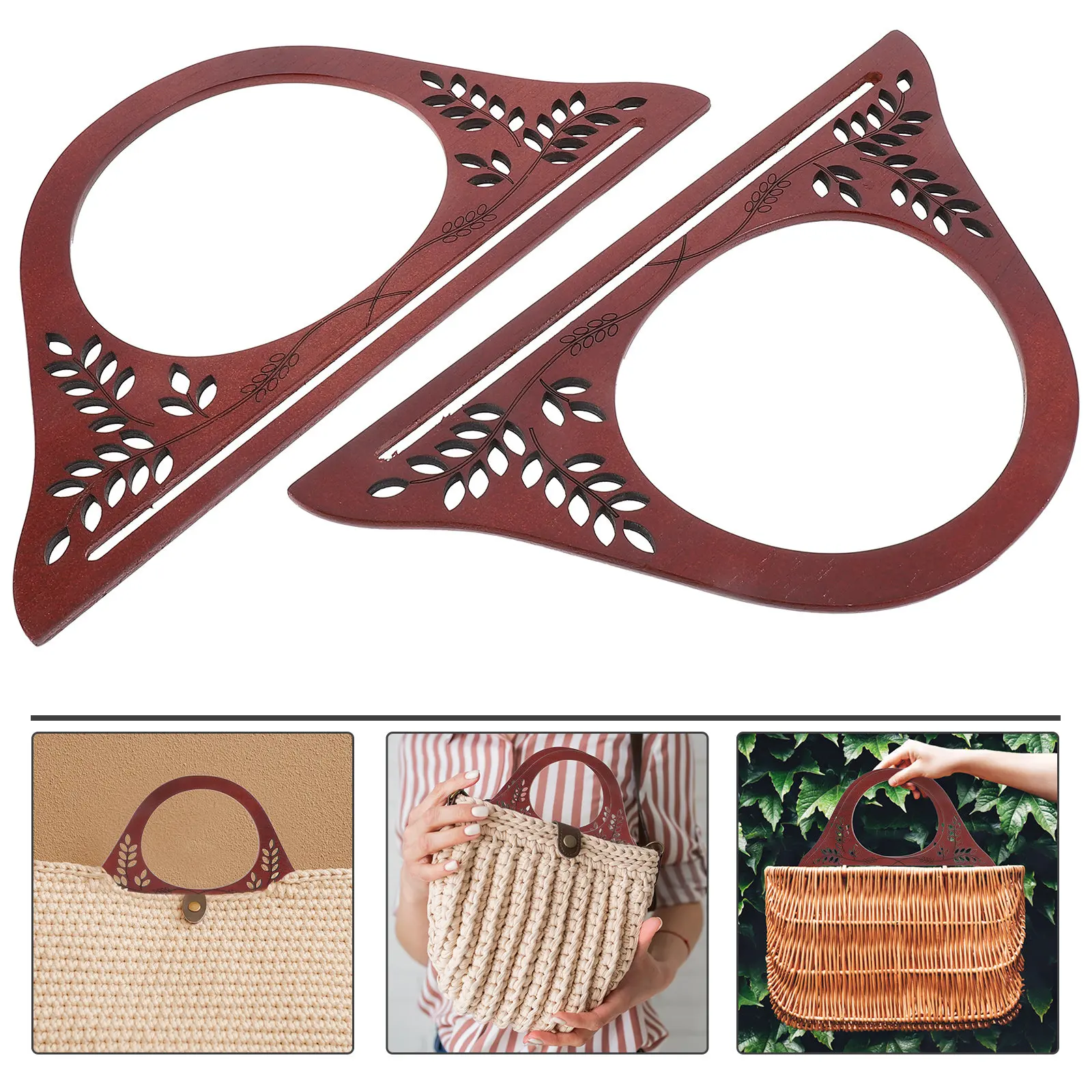 

2Pcs D-Shaped Wooden Bag Handle Replacement Natural Wood Handbag DIY Handle for Purse Making Shopping Work Dating Party Camping