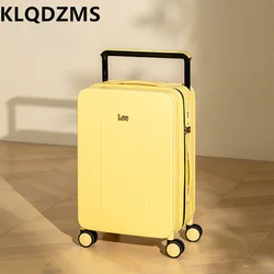 KLQDZMS-Valise à roulettes avec porte-gobelet pour hommes et femmes, ABS et PC, boîte d'embarquement, chargement USB, 22 po, 24 po, 26 po, 20 po